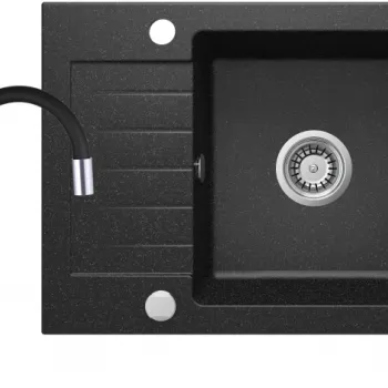 Chiuveta bucatarie compozit cu picurator si baterie neagra Deante Zorba imagine