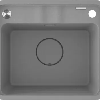 Chiuveta bucatarie compozit Deante Momi, cu orificiu baterie, gri metalic imagine