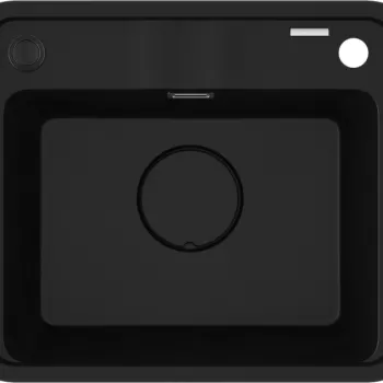 Chiuveta bucatarie compozit Deante Momi, cu orificiu baterie, negru mat imagine