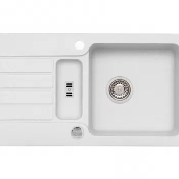 Chiuveta bucatarie compozit doua cuve alb mat Alveus Niagara 70 imagine