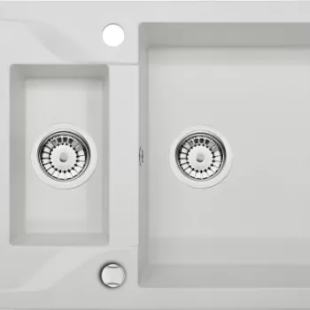 Chiuveta bucatarie compozit doua cuve alb mat Deante Andante imagine