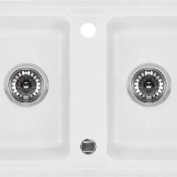 Chiuveta bucatarie compozit doua cuve alb mat Deante Zorba imagine