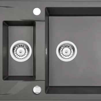 Chiuveta bucatarie compozit doua cuve antracit metalic Deante Andante imagine