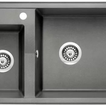 Chiuveta bucatarie compozit doua cuve antracit metalic Deante Eridan 100 imagine