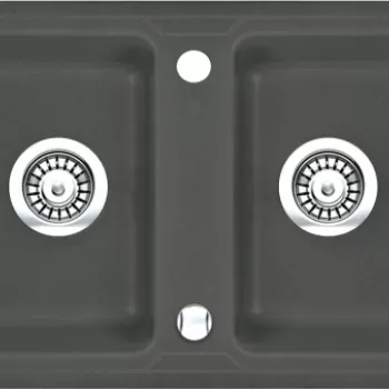 Chiuveta bucatarie compozit doua cuve antracit metalic Deante Zorba imagine