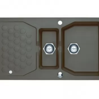 Chiuveta bucatarie compozit doua cuve chocolate metalizat Alveus Sensual 70 imagine