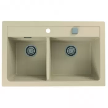 Chiuveta bucatarie compozit doua cuve crem mat Alveus Atrox 50 imagine