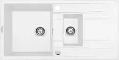 Chiuveta bucatarie compozit doua cuve cu picurator alabaster Deante, Eridan imagine