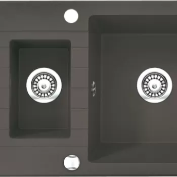 Chiuveta bucatarie compozit doua cuve cu picurator antracit metalic Deante Zorba imagine