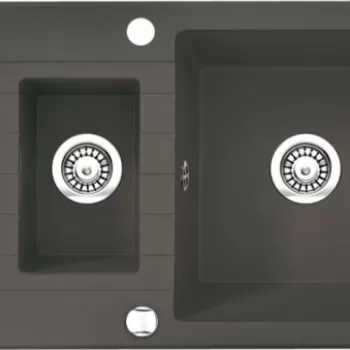 Chiuveta bucatarie compozit doua cuve cu picurator antracit metalic Deante Zorba imagine