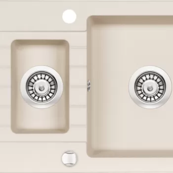 Chiuveta bucatarie compozit doua cuve cu picurator bej mat Deante Zorba imagine