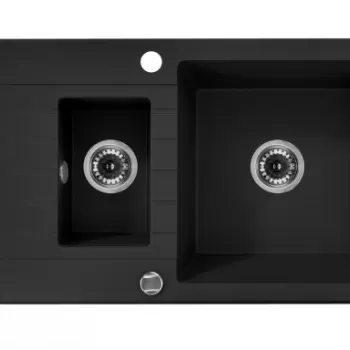 Chiuveta bucatarie compozit doua cuve cu picurator grafit Deante Zorba imagine