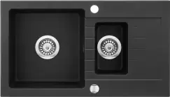 Chiuveta bucatarie compozit doua cuve cu picurator metalic graphite Deante, Zorba imagine