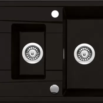 Chiuveta bucatarie compozit doua cuve cu picurator negru mat Deante Eridan imagine