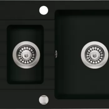 Chiuveta bucatarie compozit doua cuve cu picurator negru mat Deante Zorba imagine