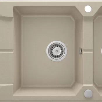 Chiuveta bucatarie compozit doua cuve cu picurator nisip Deante Andante imagine