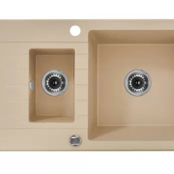 Chiuveta bucatarie compozit doua cuve cu picurator nisip Deante Zorba imagine