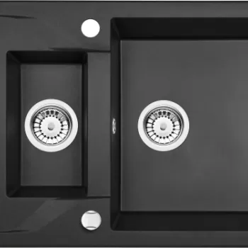 Chiuveta bucatarie compozit doua cuve grafit metalic Deante Andante imagine