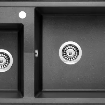 Chiuveta bucatarie compozit doua cuve grafit metalic Deante Eridan 100 imagine