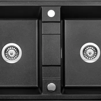 Chiuveta bucatarie compozit doua cuve grafit metalic Deante Eridan imagine