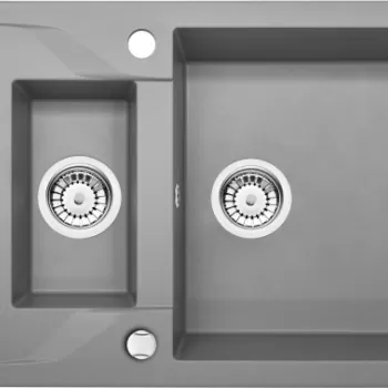 Chiuveta bucatarie compozit doua cuve gri mat Deante Andante imagine