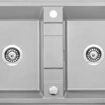 Chiuveta bucatarie compozit doua cuve gri mat Deante Eridan imagine