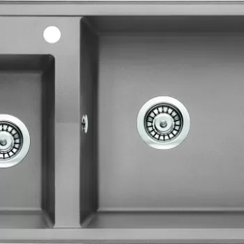 Chiuveta bucatarie compozit doua cuve gri mat Deante Eridan 100 imagine