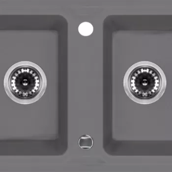 Chiuveta bucatarie compozit doua cuve gri mat Deante Zorba imagine