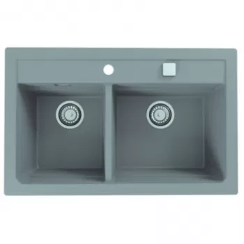 Chiuveta bucatarie compozit doua cuve gri metalizat Alveus Atrox 50 imagine