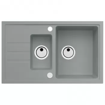 Chiuveta bucatarie compozit doua cuve gri metalizat Alveus Intermezzo 70 imagine