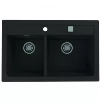 Chiuveta bucatarie compozit doua cuve negru carbon Alveus Atrox 50 imagine