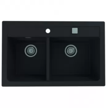 Chiuveta bucatarie compozit doua cuve negru carbon Alveus Atrox 50 imagine