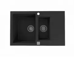 Chiuveta bucatarie compozit doua cuve negru carbon, Alveus Cadit 70 imagine