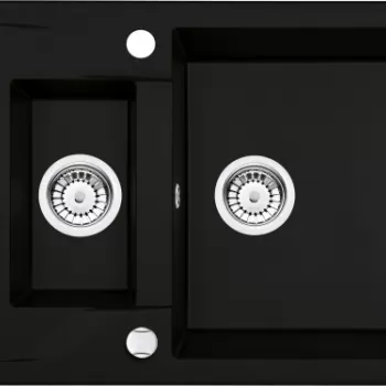 Chiuveta bucatarie compozit doua cuve negru mat Deante Andante imagine