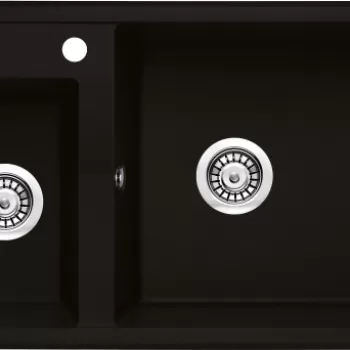 Chiuveta bucatarie compozit doua cuve negru mat Deante Eridan 100 imagine