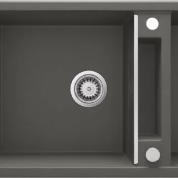 Chiuveta bucatarie compozit doua cuve si picurator, antracit metalic, Deante Magnetic imagine