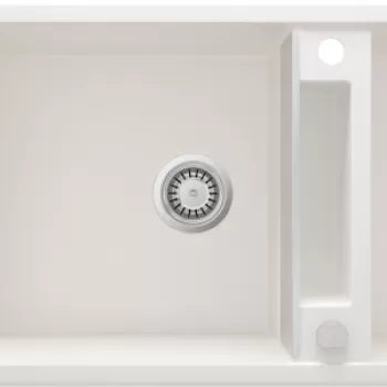 Chiuveta bucatarie compozit doua cuve si picurator, culoare alba, Deante Magnetic imagine