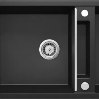 Chiuveta bucatarie compozit doua cuve si picurator, grafit metalic, Deante Magnetic imagine