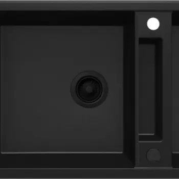 Chiuveta bucatarie compozit doua cuve si picurator, negru mat, Deante Magnetic imagine