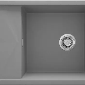 Chiuveta bucatarie compozit dreptunghiulara cu picurator gri mat Deante Magnetic imagine