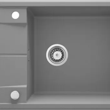 Chiuveta bucatarie compozit gri deschis mat cu picurator Deante Eridan 2 imagine