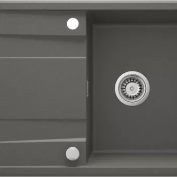 Chiuveta bucatarie compozit gri inchis mat cu picurator si ventil pop-up Deante Eridan imagine