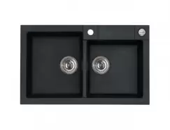 Chiuveta bucatarie compozit negru carbon cu doua cuve, Alveus rock 90 imagine