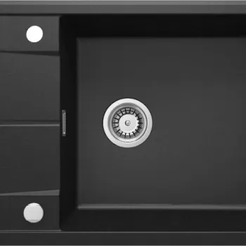 Chiuveta bucatarie compozit negru lucios cu picurator Deante Eridan 2 imagine