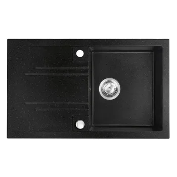 Chiuveta bucatarie compozit negru lucios cu picurator Ferro, Mezzo imagine