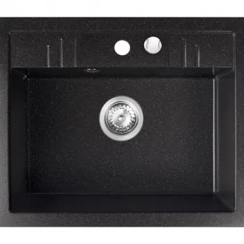 Chiuveta bucatarie compozit negru lucios cuva mare Ferro Mezzo imagine