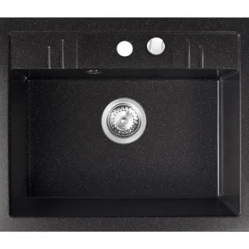 Chiuveta bucatarie compozit negru lucios cuva mare Ferro Mezzo imagine