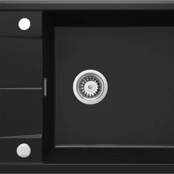 Chiuveta bucatarie compozit negru mat cu picurator Deante Eridan 2 imagine