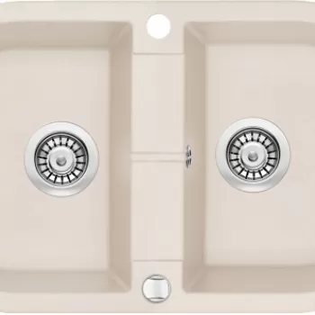 Chiuveta bucatarie compozit ovala doua cuve bej mat Deante Piva imagine