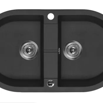 Chiuveta bucatarie compozit ovala doua cuve grafit Deante Piva imagine